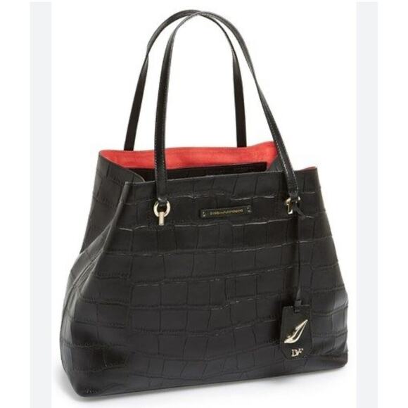 Diane von Furstenberg Handbags - Diane von Furstenberg Voyage Ready To Go Large Croc Embossed Leather Tote